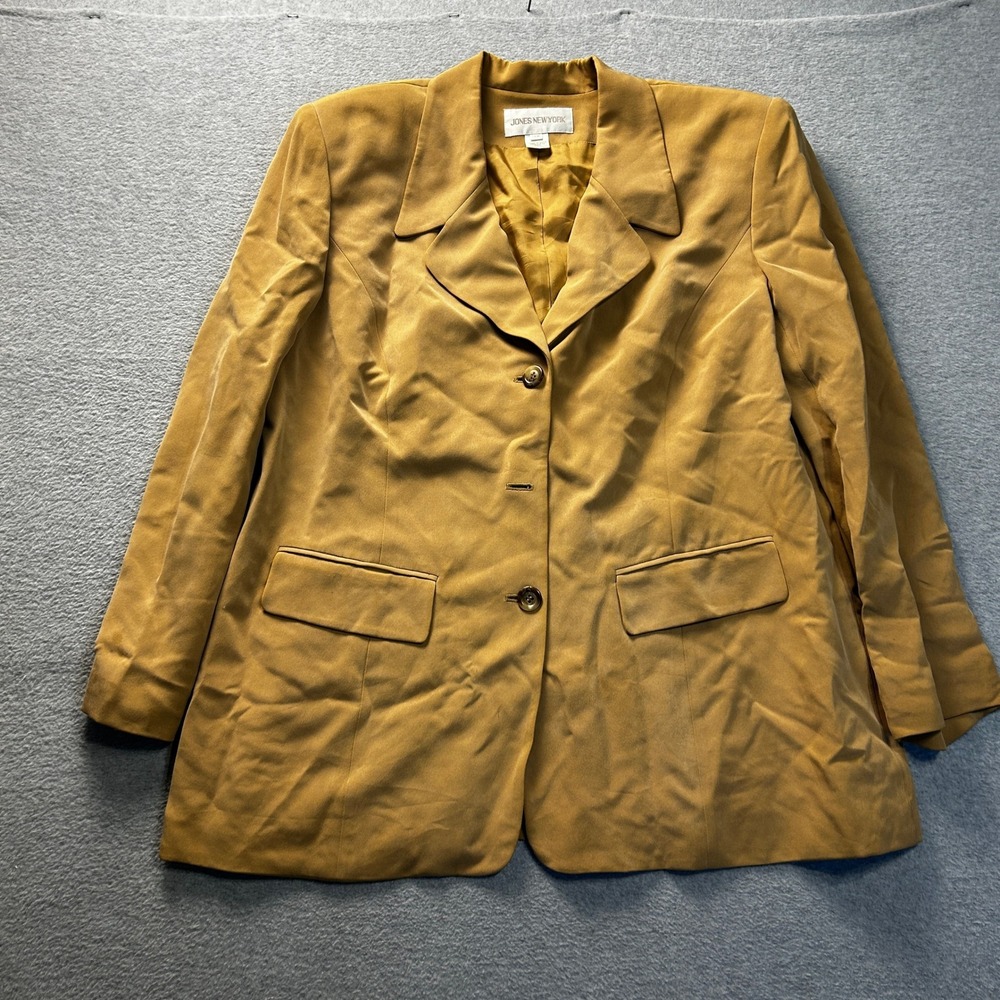 Blazer Jacket Womens 18W Mustard Gold Tailored Career Plus Size Jones New‎ York